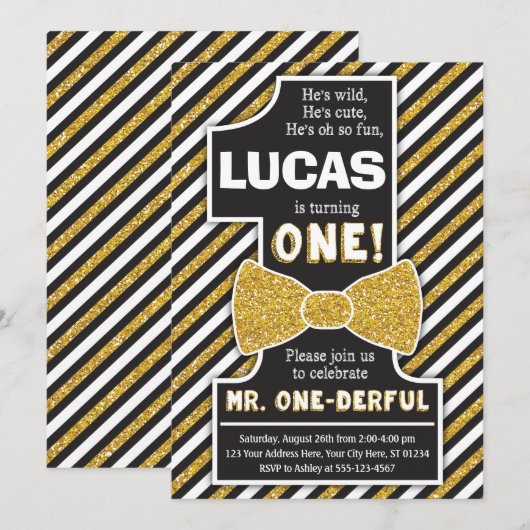 Herr ONEderful Birthday Einladung (Vorne/Hinten)