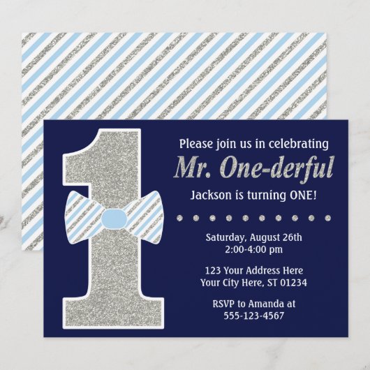 Herr ONEderful Birthday Einladung (Vorne/Hinten)