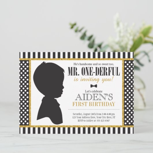 Herr ONEderful Birthday Einladung (Stehend Vorderseite)