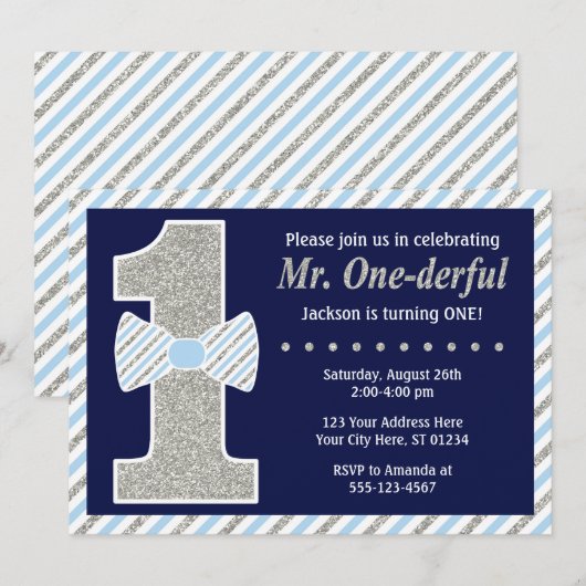 Herr ONEderful Birthday Einladung (Vorne/Hinten)