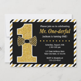 Herr ONEderful Birthday Einladung ・ Black and Gold