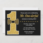 Herr ONEderful Birthday Einladung ・ Black and Gold (Vorderseite)