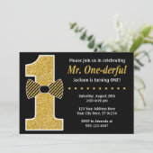 Herr ONEderful Birthday Einladung ・ Black and Gold (Stehend Vorderseite)