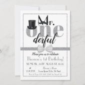 Herr Onederful Birthday Einladung Black & White (Vorderseite)