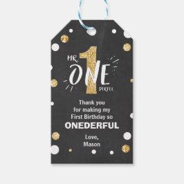 Herr Onederful Birthday Gefallen Tags Boy Black Go Geschenkanhänger