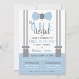 Herr ONEderful Birthday Invitation, Blue, Gray Einladung