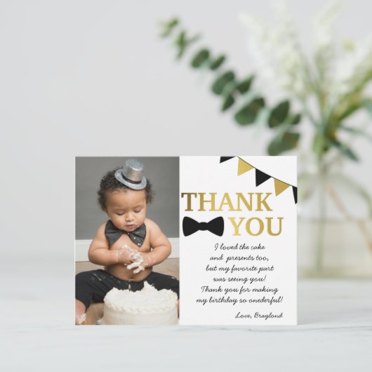 Herr Onederful Black and Gold Vielen Dank Postcard Postkarte (Stehend Vorderseite)