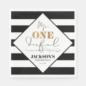 Herr Onederful Black and White Striped Paper Napki Serviette (Vorderseite)