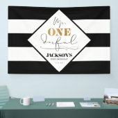 Herr Onederful Black and White Striping Banner (Messe)