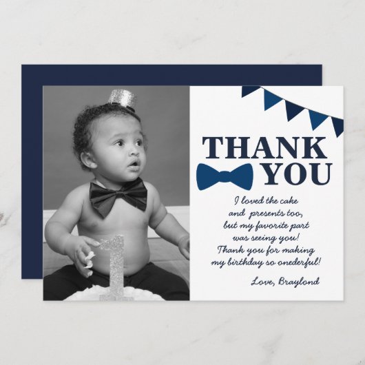 Herr Onederful Blue Dankeschön Card Dankeskarte (Vorne/Hinten)