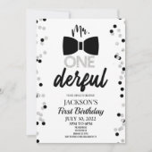 Herr ONEderful Bowtie 1st First Birthday Party Einladung (Vorderseite)