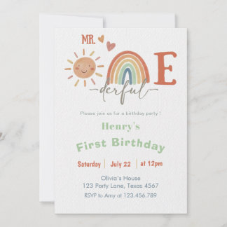 Herr ONEderful Boy 1st Birthday Einladung