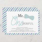 Herr ONEderful Boy Blue 1. Geburtstag Einladung (Vorne/Hinten)