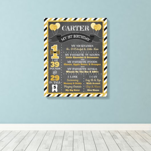Herr ONEderful Chalkboard Poster | Erster Geburtst Leinwanddruck (Insitu (Holzboden))
