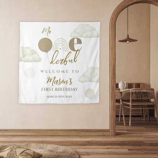 Herr Onederful Cloud Dream Boho Neutral 1. Geburts Wandteppich