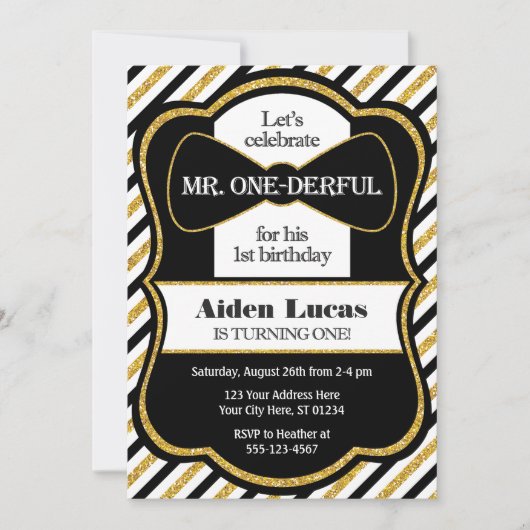 Herr ONEderful First Birthday Einladung (Vorderseite)