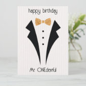 Herr ONEderful First Birthday Flat Card (Stehend Vorderseite)