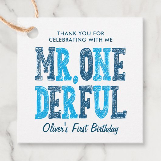 Herr Onederful First Birthday Foto Vielen Dank Geschenkanhänger (Vorderseite)