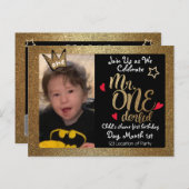 Herr Onederful First Birthday Invites Einladungspostkarte (Vorne/Hinten)
