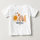 Herr Onederful First Birthday Rainbow and Sun Part Baby T-shirt (Vorderseite)