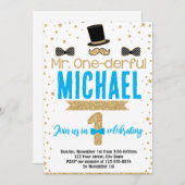 Herr Onederful First Party Einladung (Vorne/Hinten)