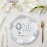 Herr ONEderful Hot Air Ballon Boy 1st Birthday Blu Pappteller<br><div class="desc">Mr ONEderful Heißluftballon Party Papier Teller,  das perfekte 1. Geburtstagsdesign für die erste Geburtstagsparty Ihres kleinen Jungen. Matching-Elemente verfügbar.</div>