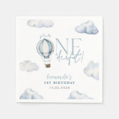 Herr ONEderful Hot Air Ballon Boy 1st Birthday Blu Serviette (Vorderseite)