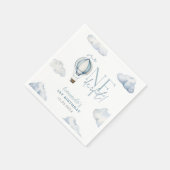 Herr ONEderful Hot Air Ballon Boy 1st Birthday Blu Serviette (Ecke)