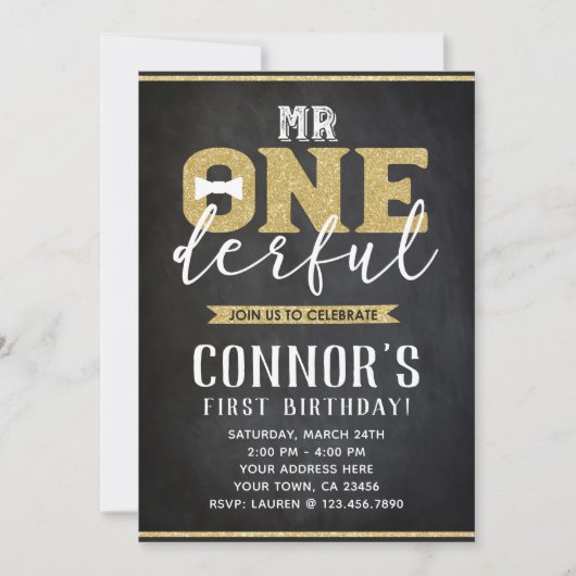 Herr Onederful I. Birthday Einladung (Vorderseite)