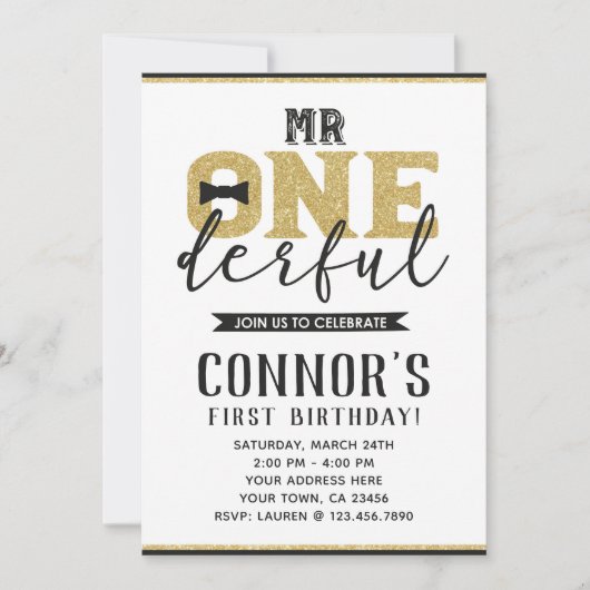 Herr Onederful I. Birthday Einladung (Vorderseite)