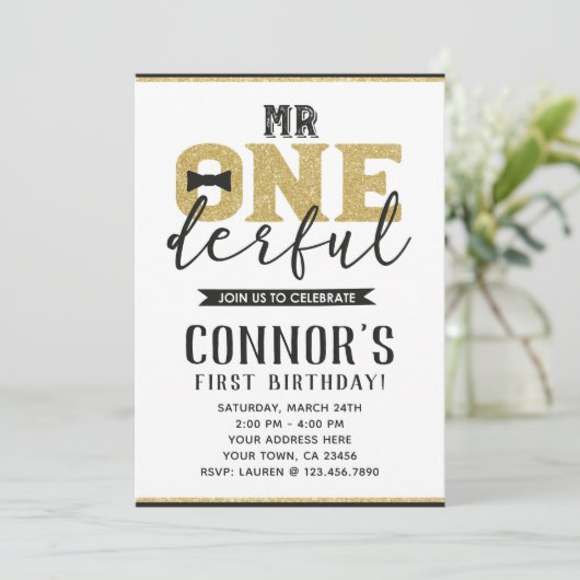 Herr Onederful I. Birthday Einladung (Stehend Vorderseite)