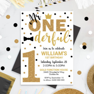 Herr Onederful Invitation 1st Birthday Boy Einladung