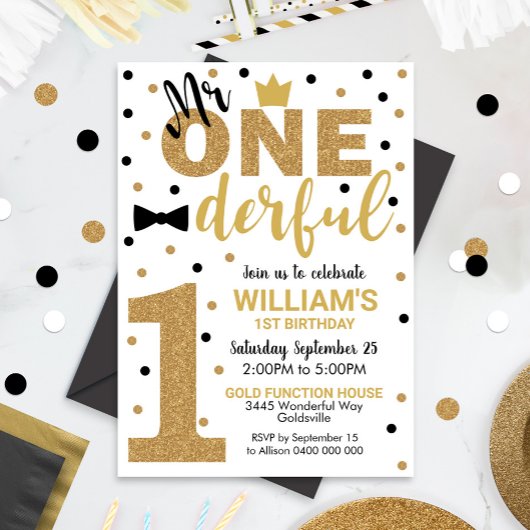 Herr Onederful Invitation 1st Birthday Boy Einladung
