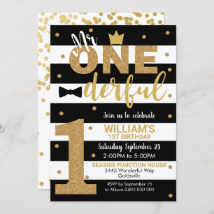 Herr Onederful Invitation 1st Birthday Boy Einladung