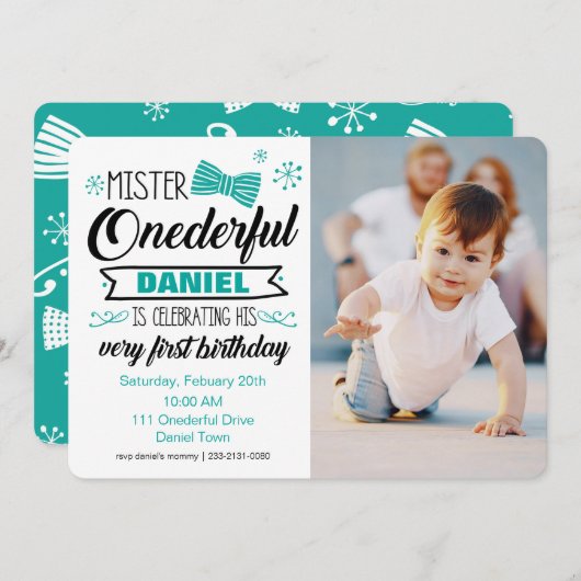 Herr Onederful Invitation Einladung (Vorne/Hinten)