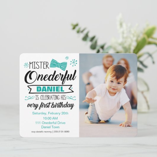 Herr Onederful Invitation Einladung (Stehend Vorderseite)