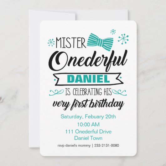 Herr Onederful Invitation Einladung (Vorderseite)