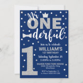 Herr Onederful Invitation Royal Navy Silver Boy Einladung (Vorderseite)