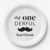 Herr Onederful Name bei Mustache Pappteller (Vorderseite)