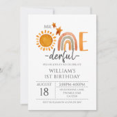 Herr Onederful Watercolor Rainbow & Sunshine Boys Einladung (Vorderseite)