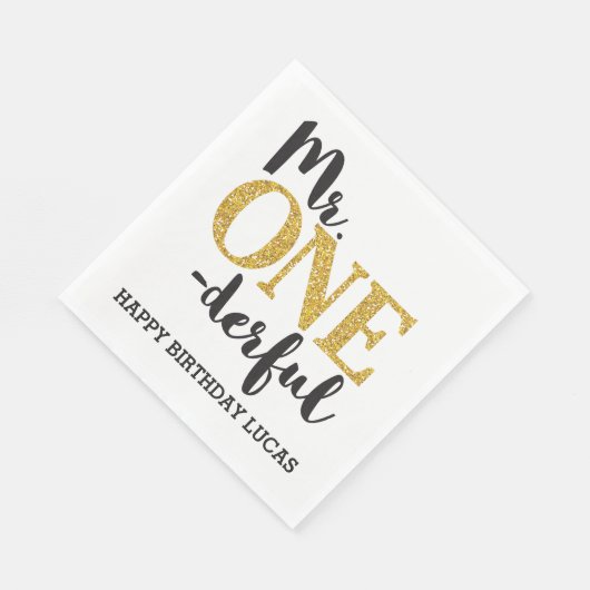 Herr ONEderful White Luncheon Paper Napkins Serviette (Ecke)