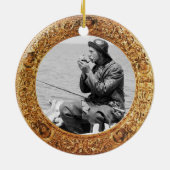 HERR .PELICAN FISHING GOLD FOTO TEMPLATE KERAMIKORNAMENT (Hinten)