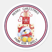 HERR PENGUIN Frohe Weihnachten, Runder Aufkleber (Vorderseite)