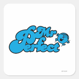Herr Perfekt Große blaue Buchstaben Quadratischer Aufkleber