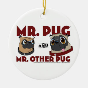 Herr Pug u. Herr. Andere Mops-Feiertags-Verzierung Keramikornament