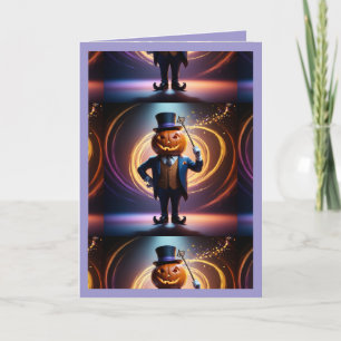 Herr Pumpkins magisches Halloween (4) Weihnachtska Feiertagskarte