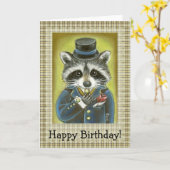 Herr Raccoon Karte (Gelbe Blume)