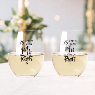 Herr Richtige und Frau Immer Recht Hochzeitstag Weinglas Ohne Stiel