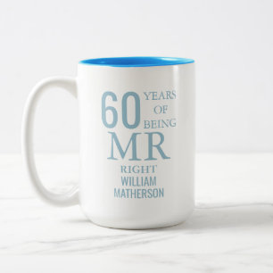 Herr Richtiger Spaß 60. Hochzeitstag Zweifarbige Tasse