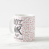 Herr Right 40 Jubiläum Ruby Hearts Confetti Kaffeetasse (Vorderseite Links)